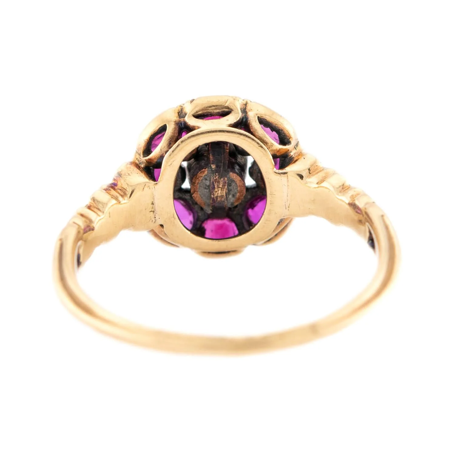 Georgian 18k Ruby & Diamond Cluster Ring - Image 5