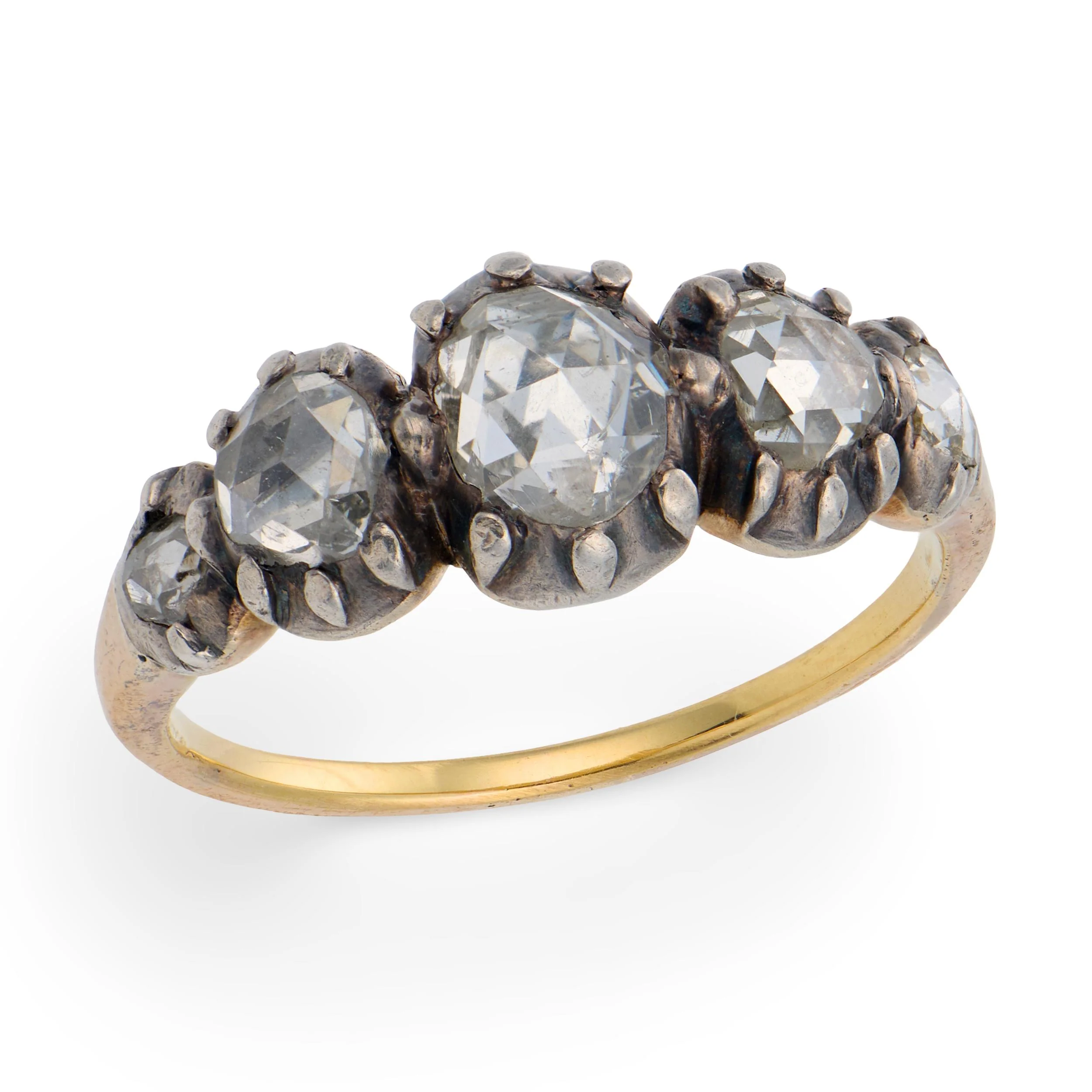 Georgian 18k/Sterling Silver Diamond Five Stone Ring