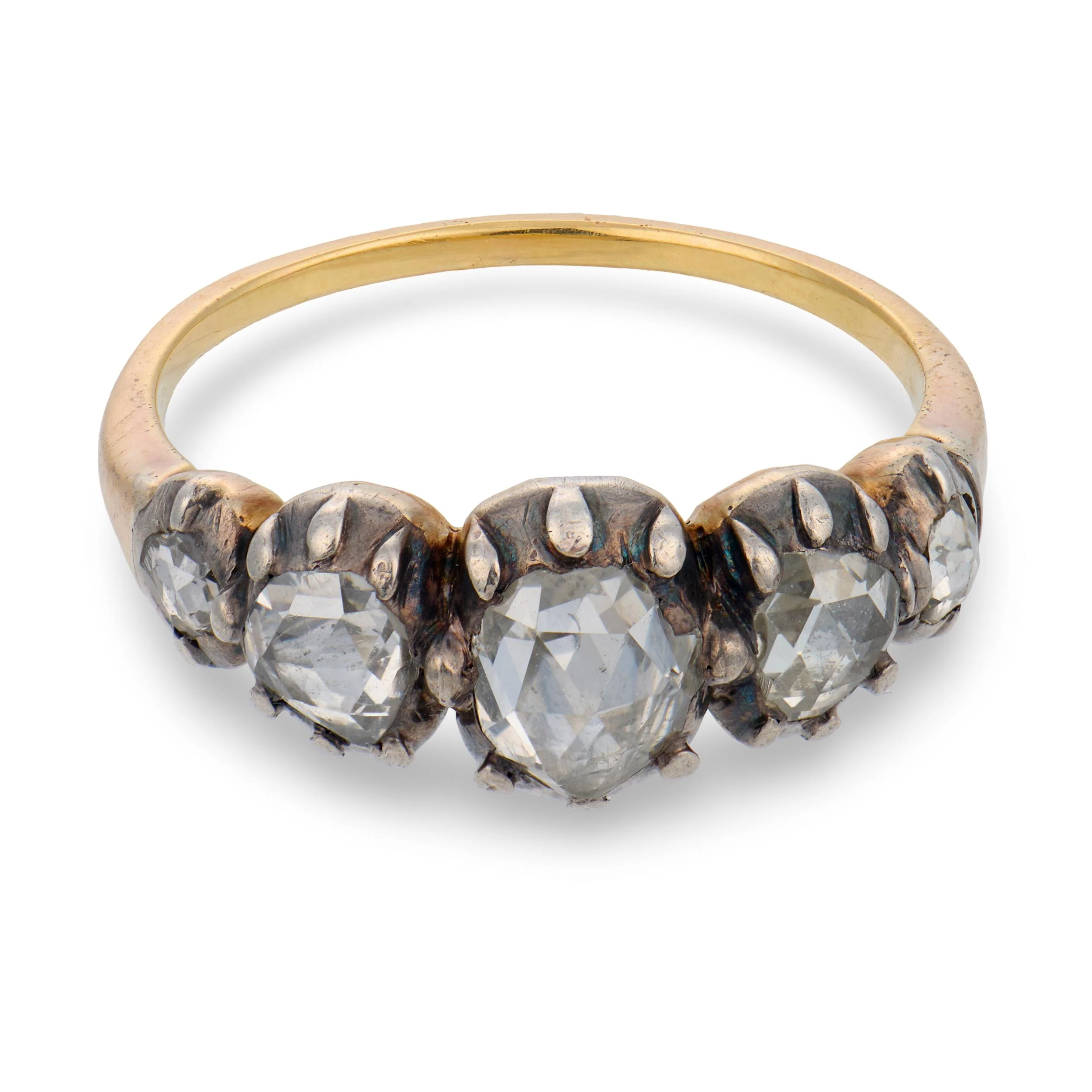 Georgian 18k/Sterling Silver Diamond Five Stone Ring - Image 2