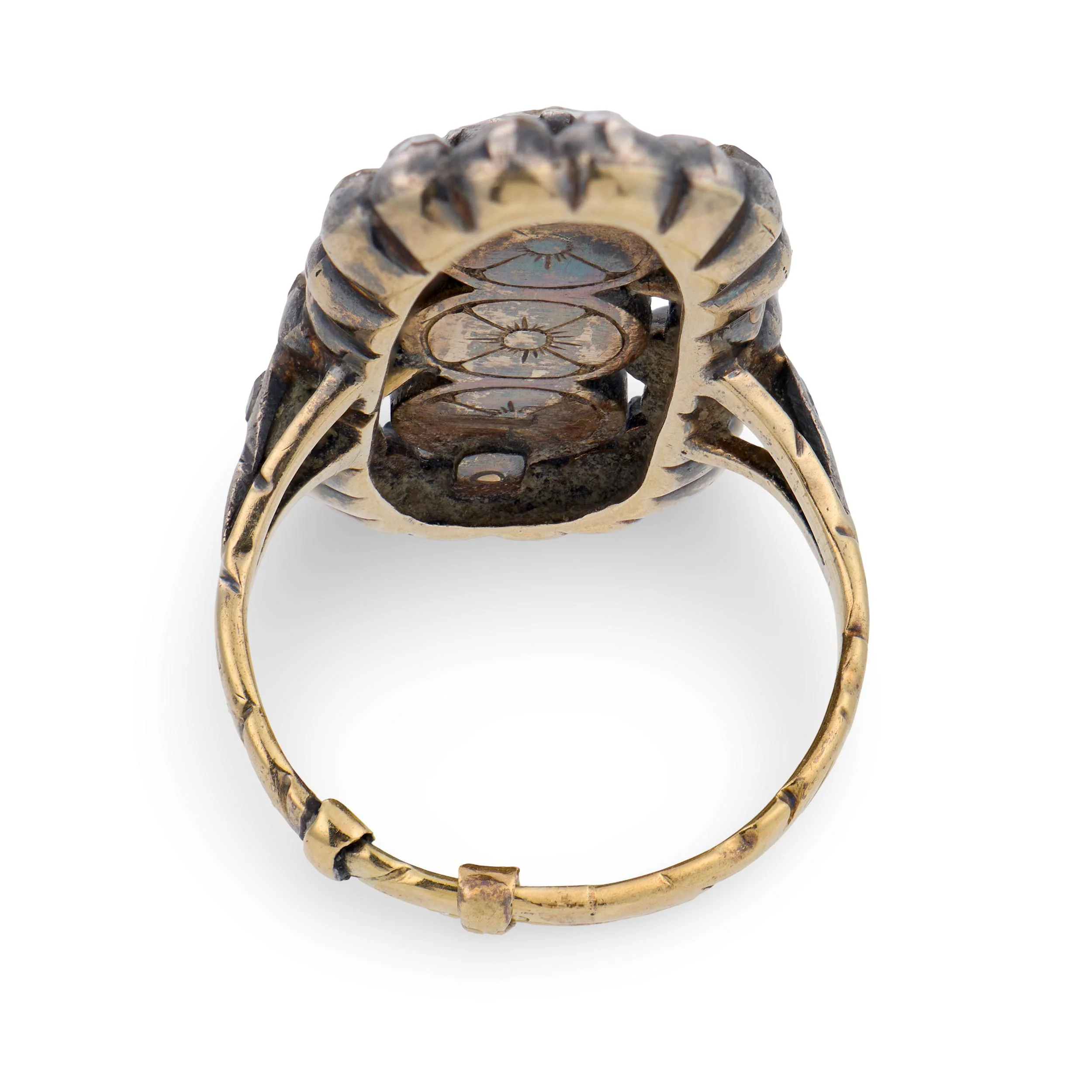 Georgian 18k/Sterling Silver Diamond Navette Ring - Image 5