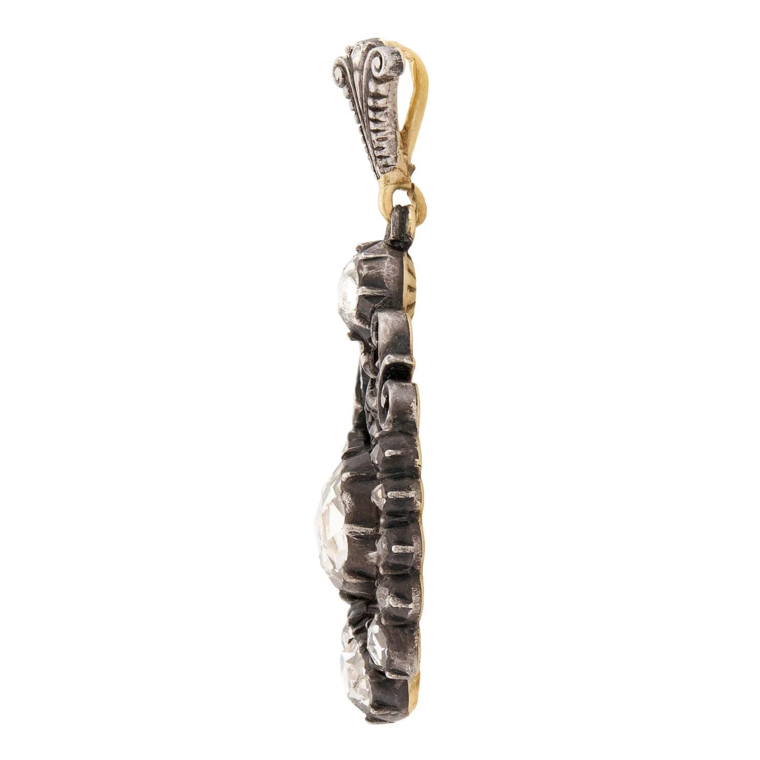 Georgian French 14k/Sterling Silver Diamond Pendant - Image 2