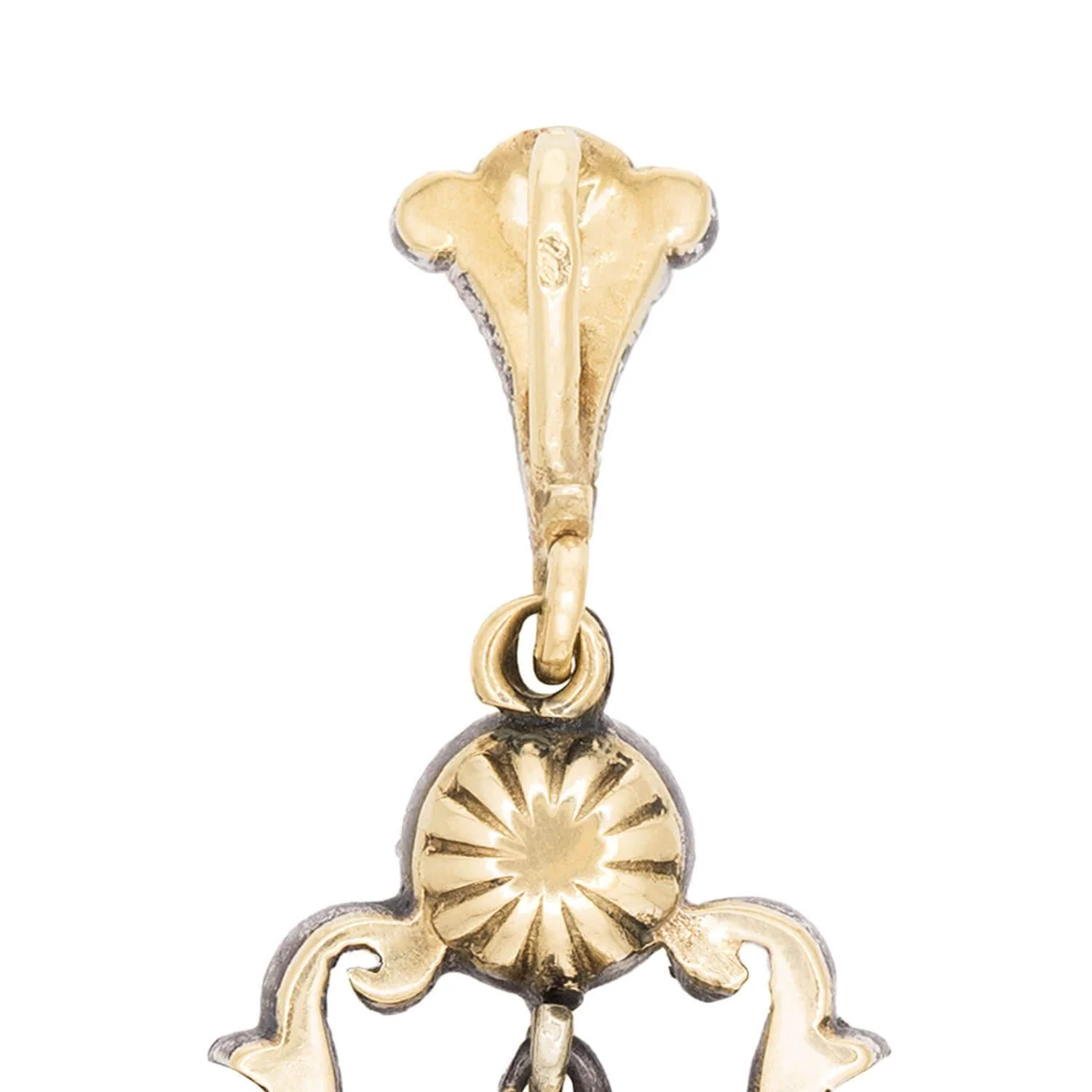 Georgian French 14k/Sterling Silver Diamond Pendant - Image 5