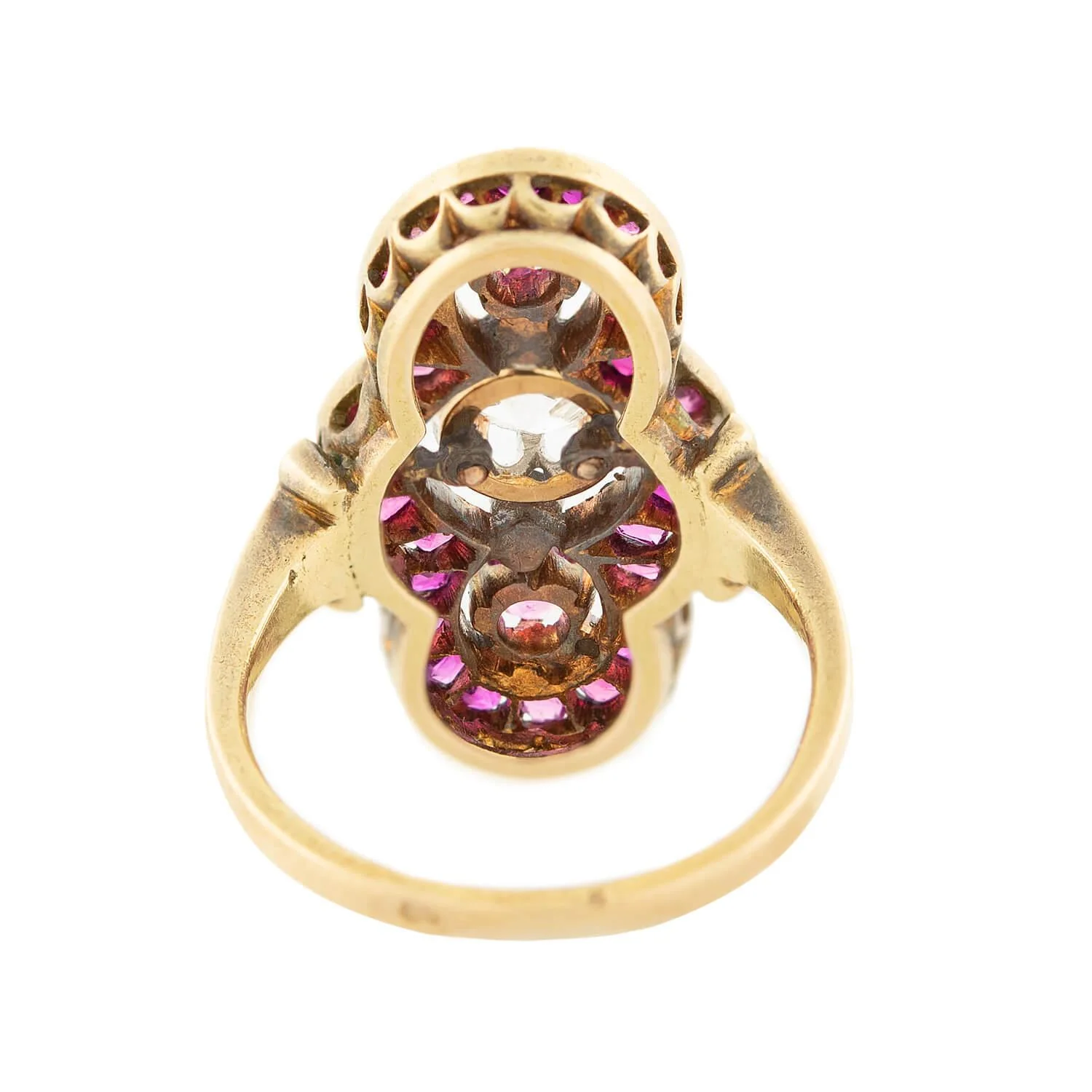 Georgian French 18k Ruby and Diamond Navette Ring - Image 5