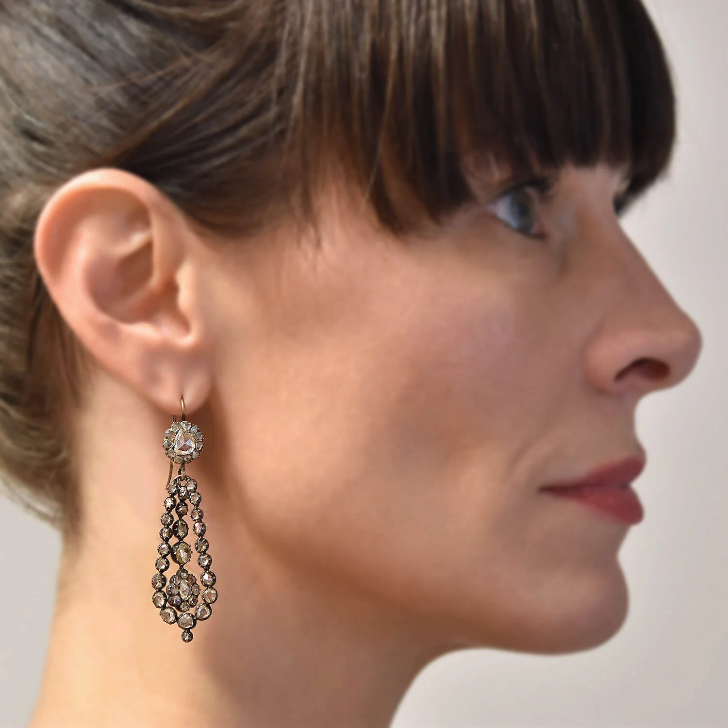 Georgian Important Sterling/18kt Rose Cut Diamond Teardrop Earrings - Image 7