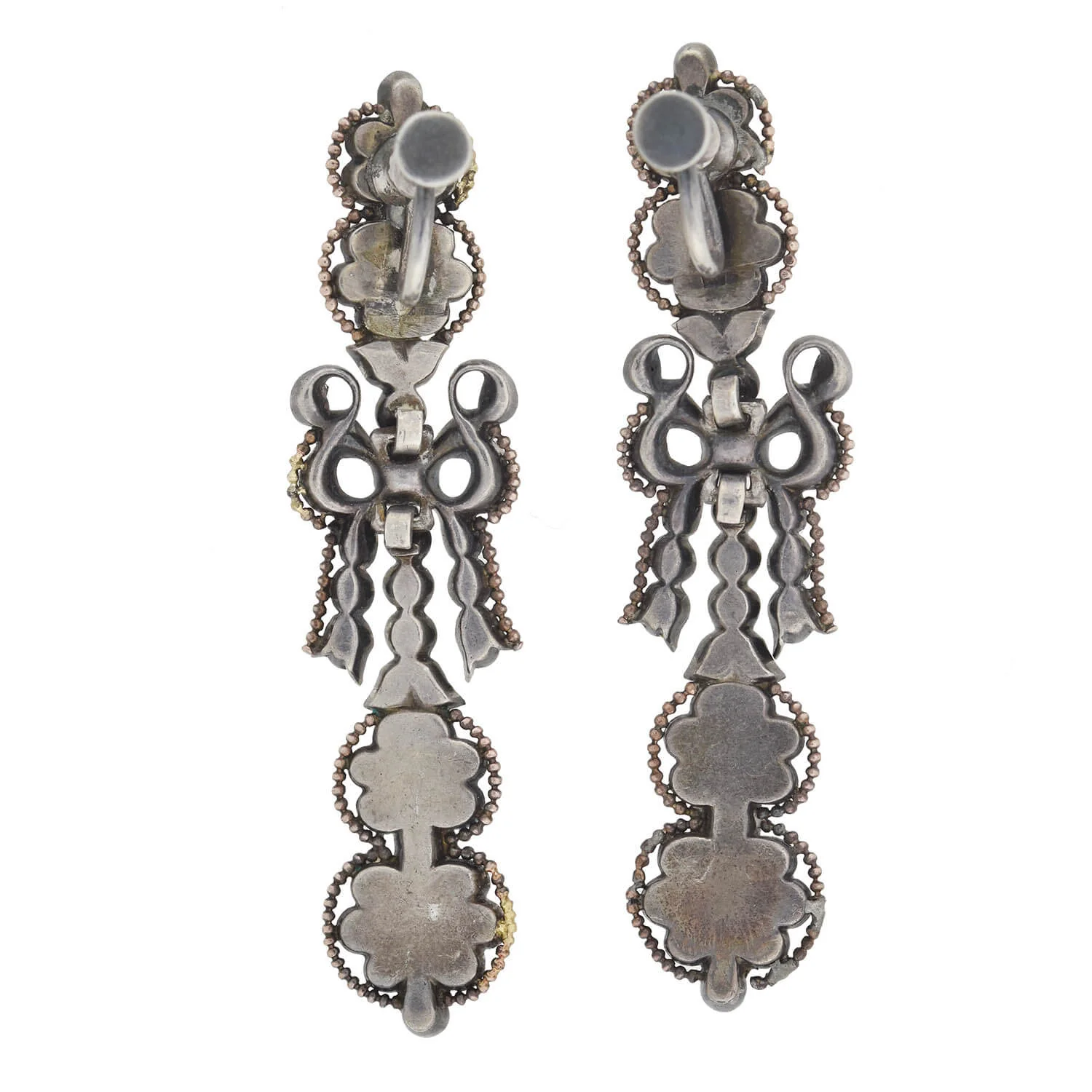 Georgian Large Sterling Silver Chrysoberyl Earrings - Image 7