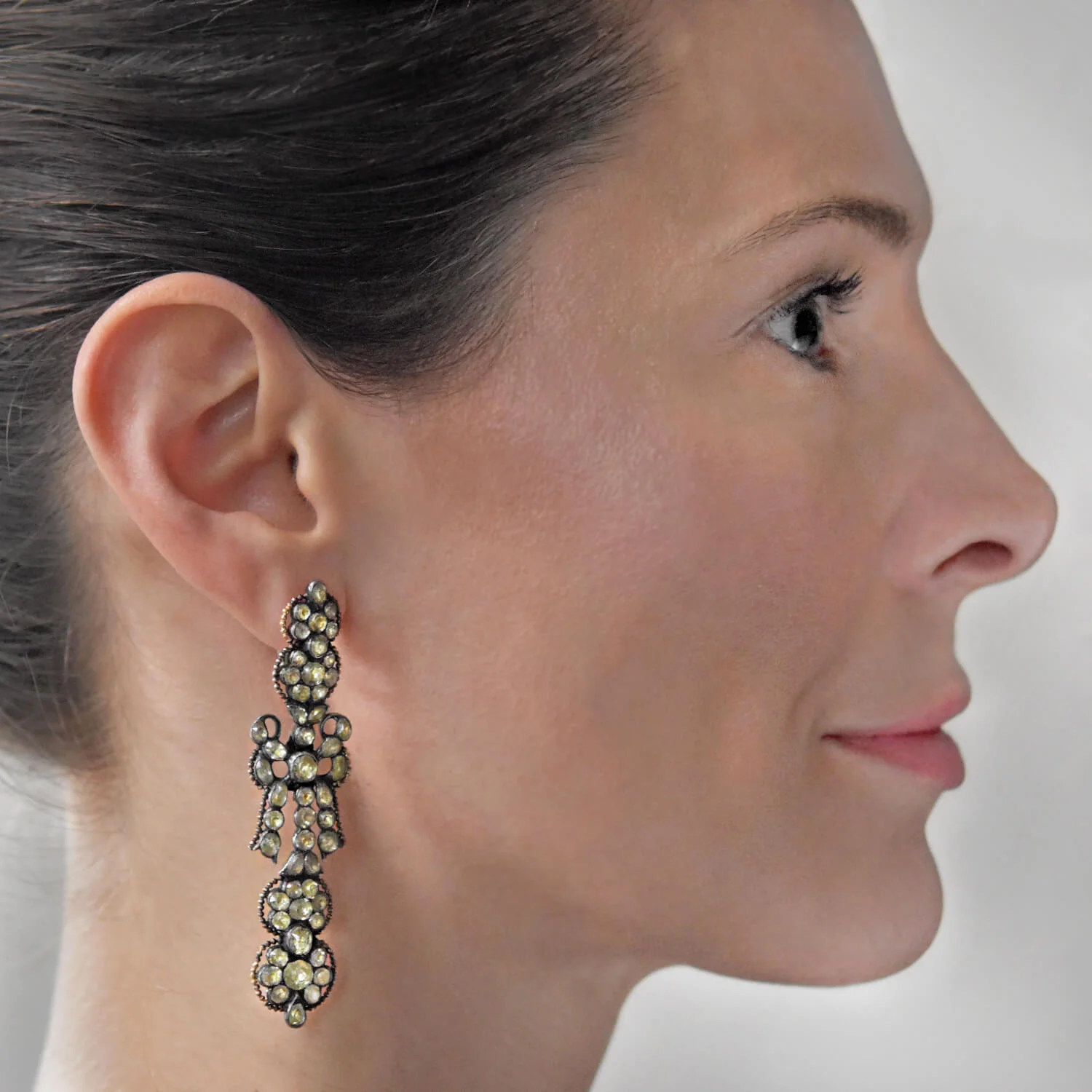 Georgian Large Sterling Silver Chrysoberyl Earrings - Image 8