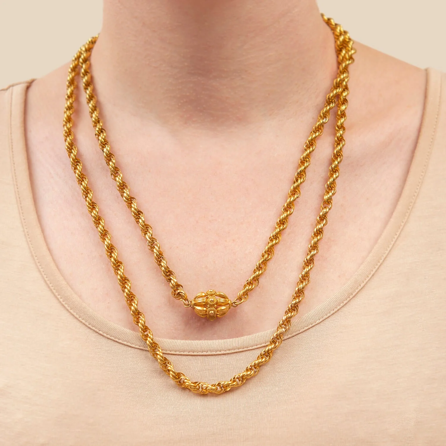 Georgian Long 18k Link Chain with Clasp 46" - Image 7