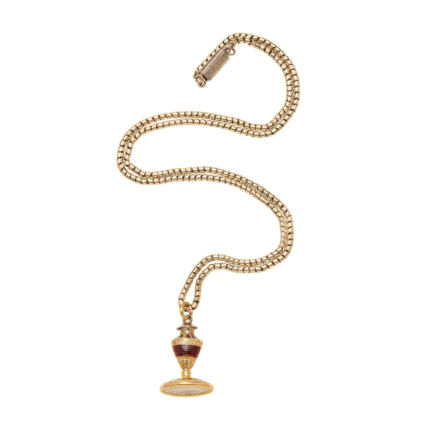 Georgian Petite 18k Quartz Urn Fob/Charm with Victorian 9k Snake Chain - Image 2