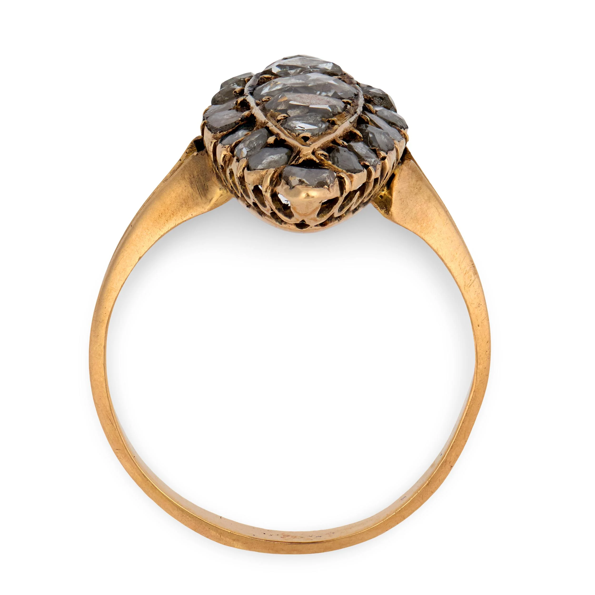 Georgian Russian 14k Diamond Navette Ring - Image 4