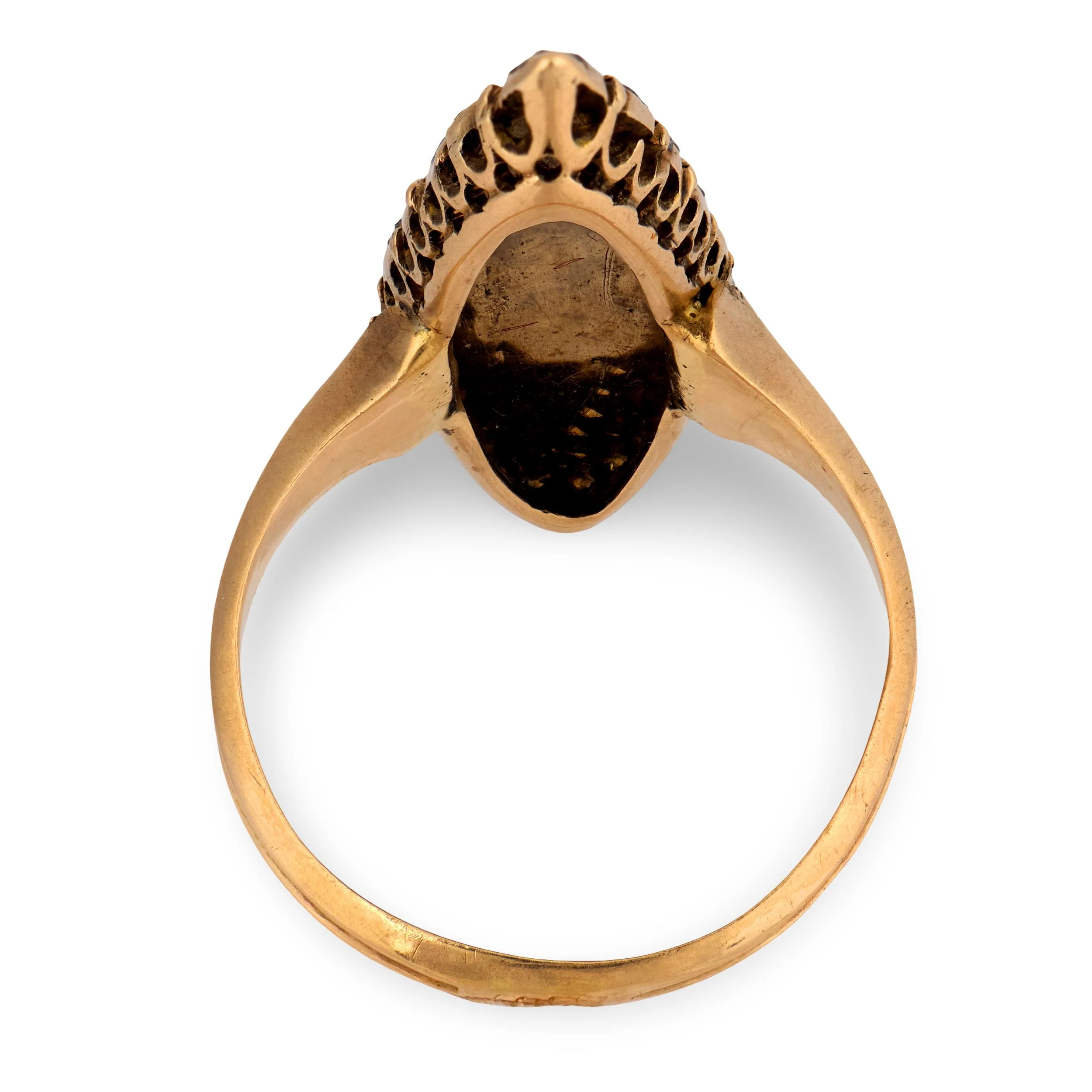 Georgian Russian 14k Diamond Navette Ring - Image 5