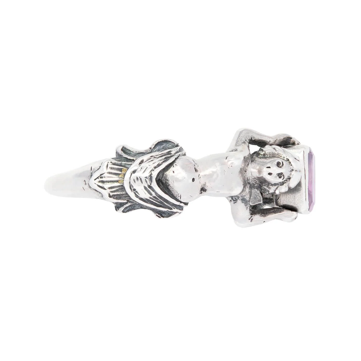 Georgian Sterling Silver Sapphire Women-Motif Ring - Image 3