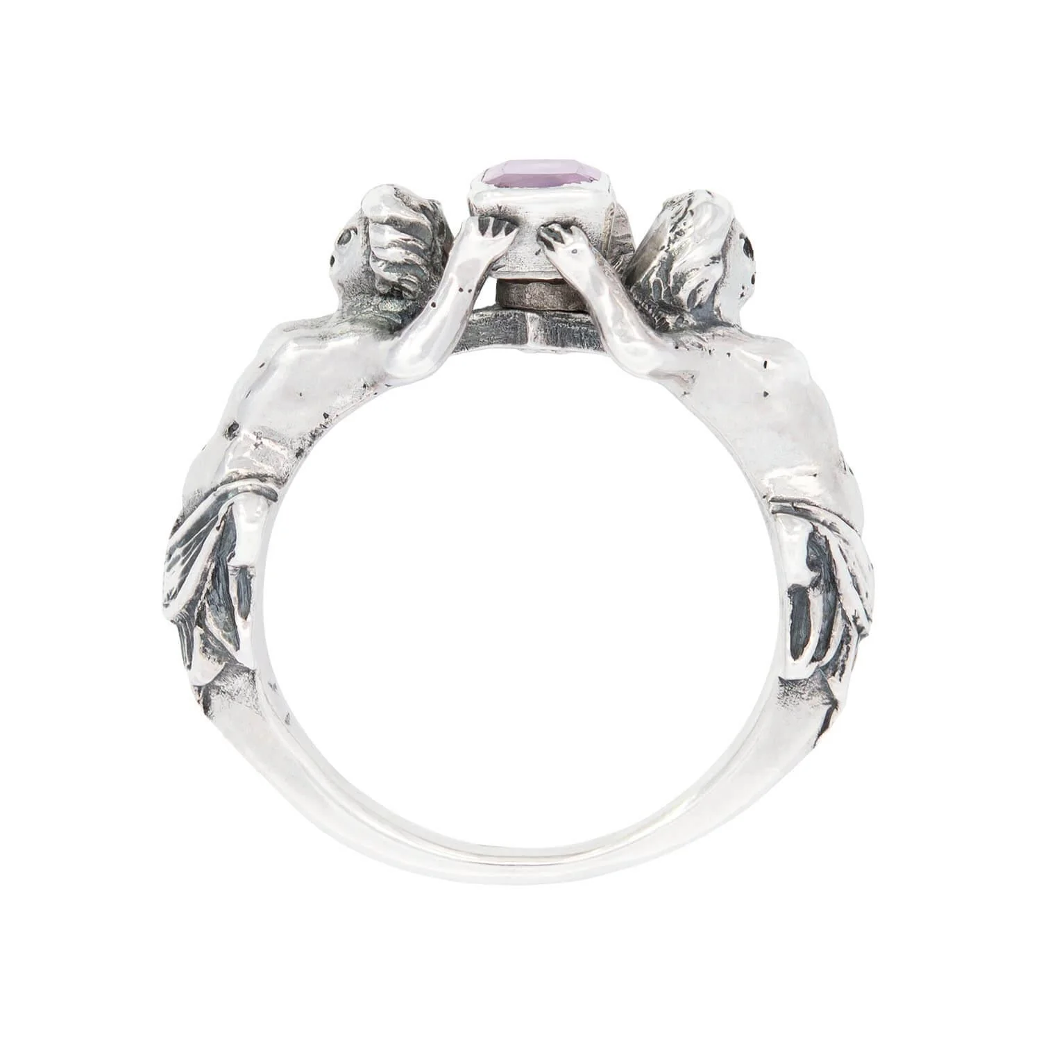 Georgian Sterling Silver Sapphire Women-Motif Ring - Image 4