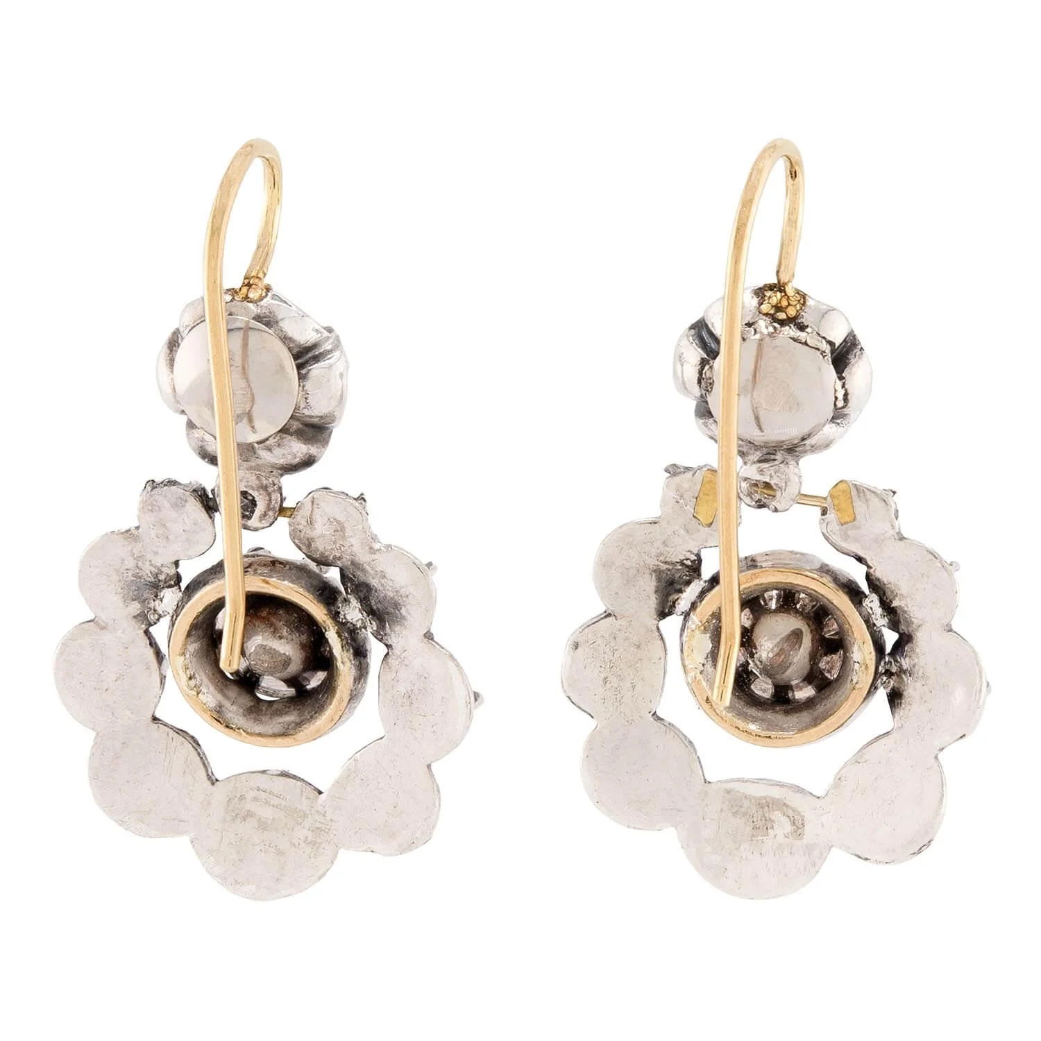Georgian Sterling Silver Diamond Earrings - Image 3