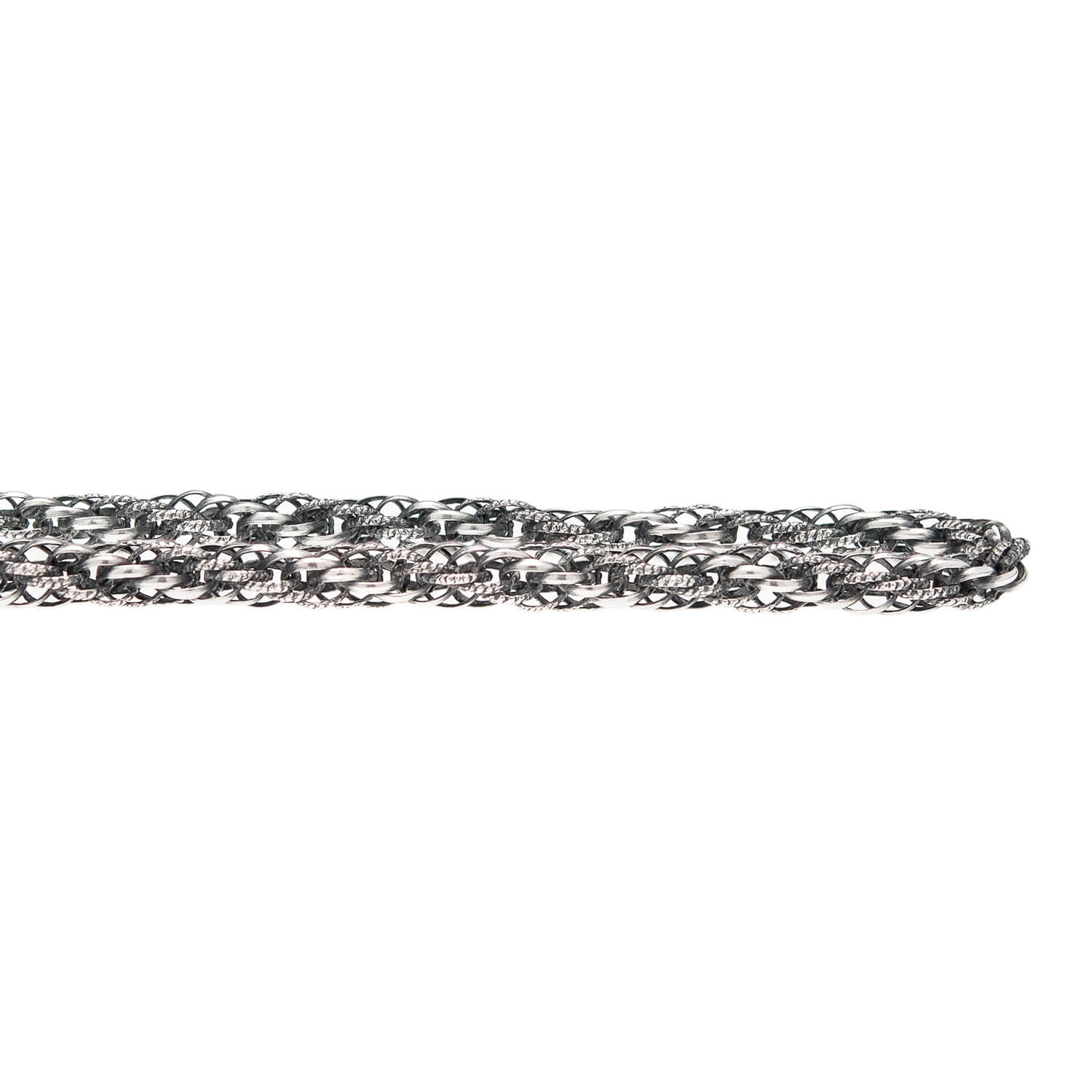 Georgian Sterling Silver Textured Link Chain Necklace 44.5" - Image 2