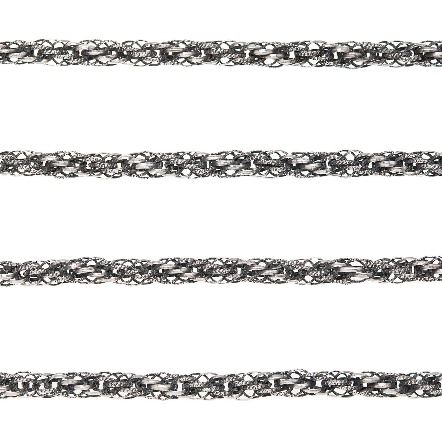 Georgian Sterling Silver Textured Link Chain Necklace 44.5" - Image 4