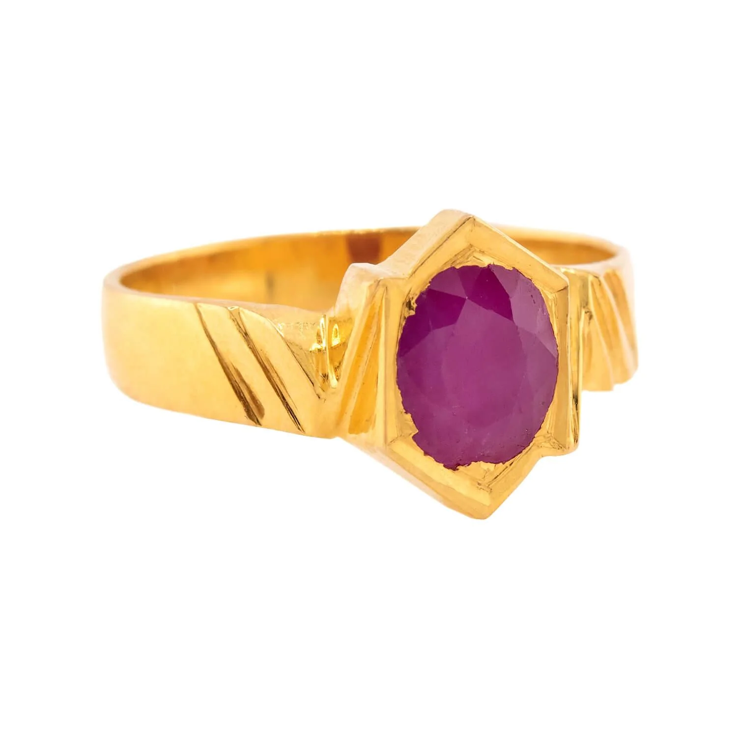 GRT JEWELS Estate Indian 22k Ruby Ring - Image 2