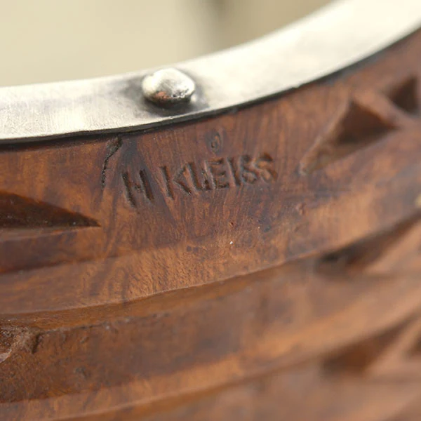 H. KLEISS Art Deco Sterling & Carved Wood Bracelet - Image 7