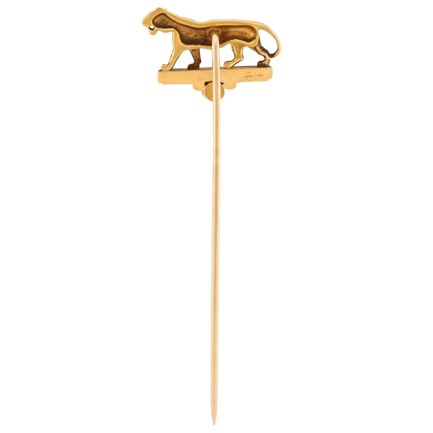 HENRY BLANK & CO. Art Deco 14k Pearl Tiger Stick Pin - Image 4