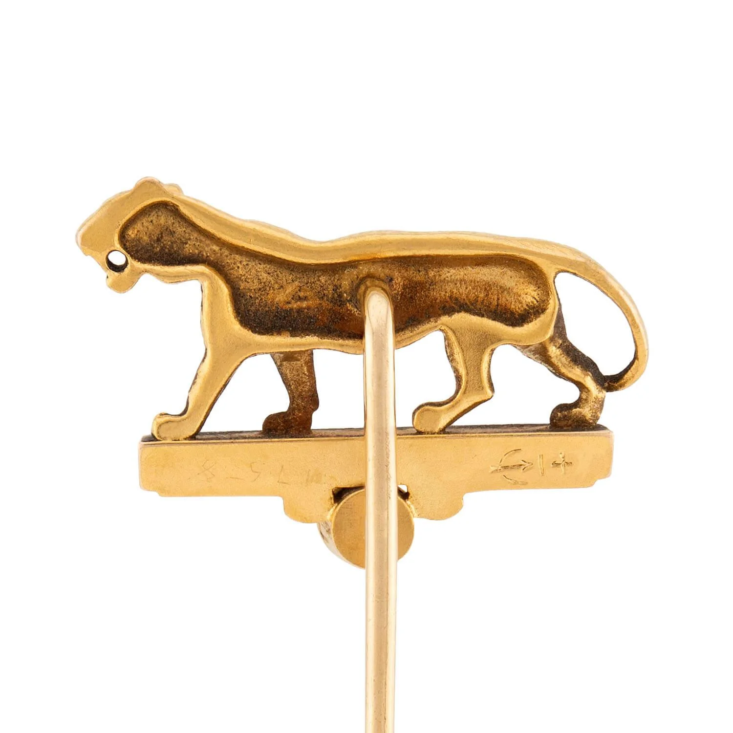 HENRY BLANK & CO. Art Deco 14k Pearl Tiger Stick Pin - Image 5