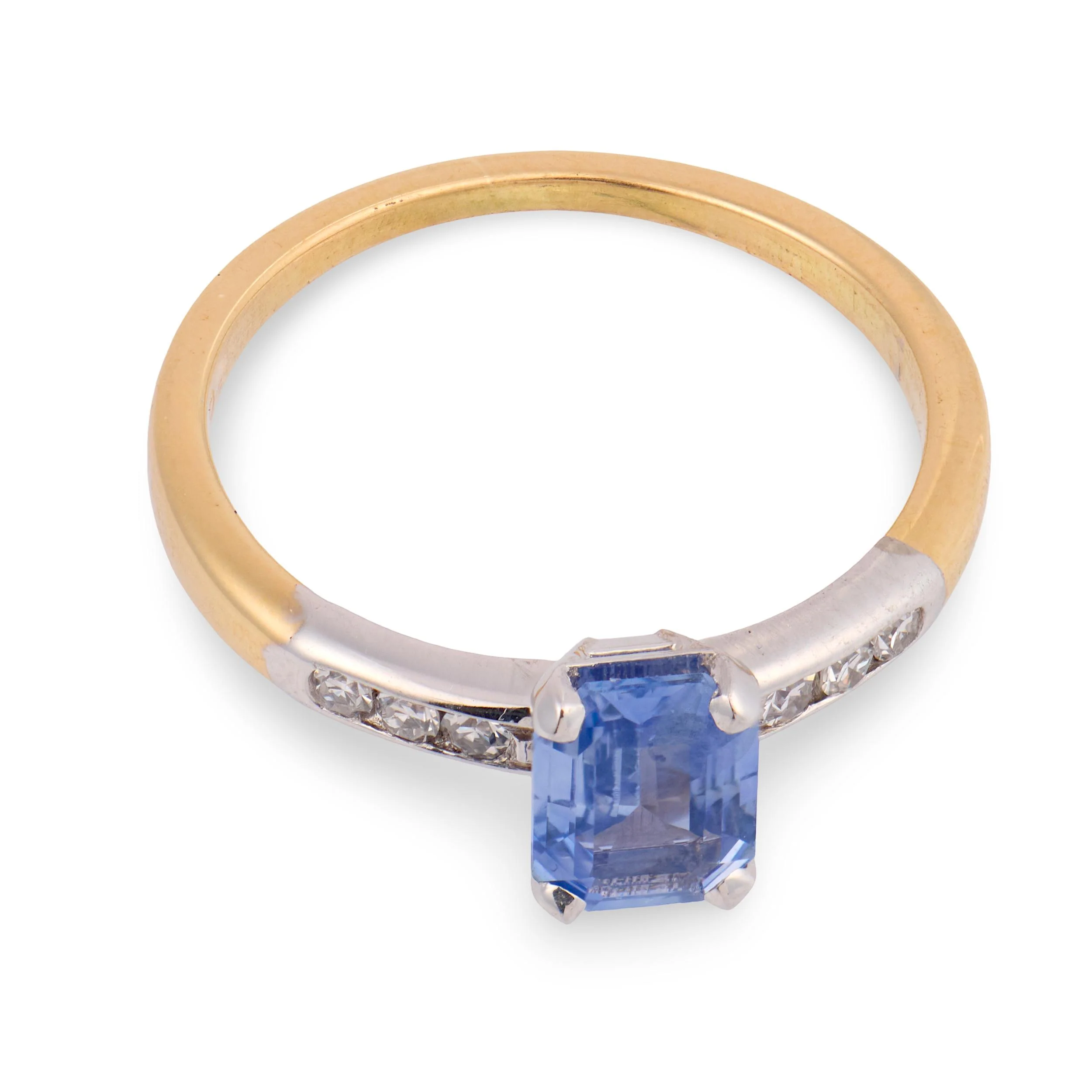 JABEL Art Deco 18k Sapphire & Diamond Ring - Image 2