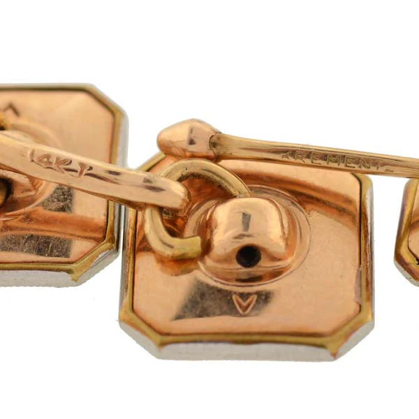 KREMENTZ Edwardian 14kt Platinum Black Mother of Pearl 5-Piece Cufflink Set - Image 5