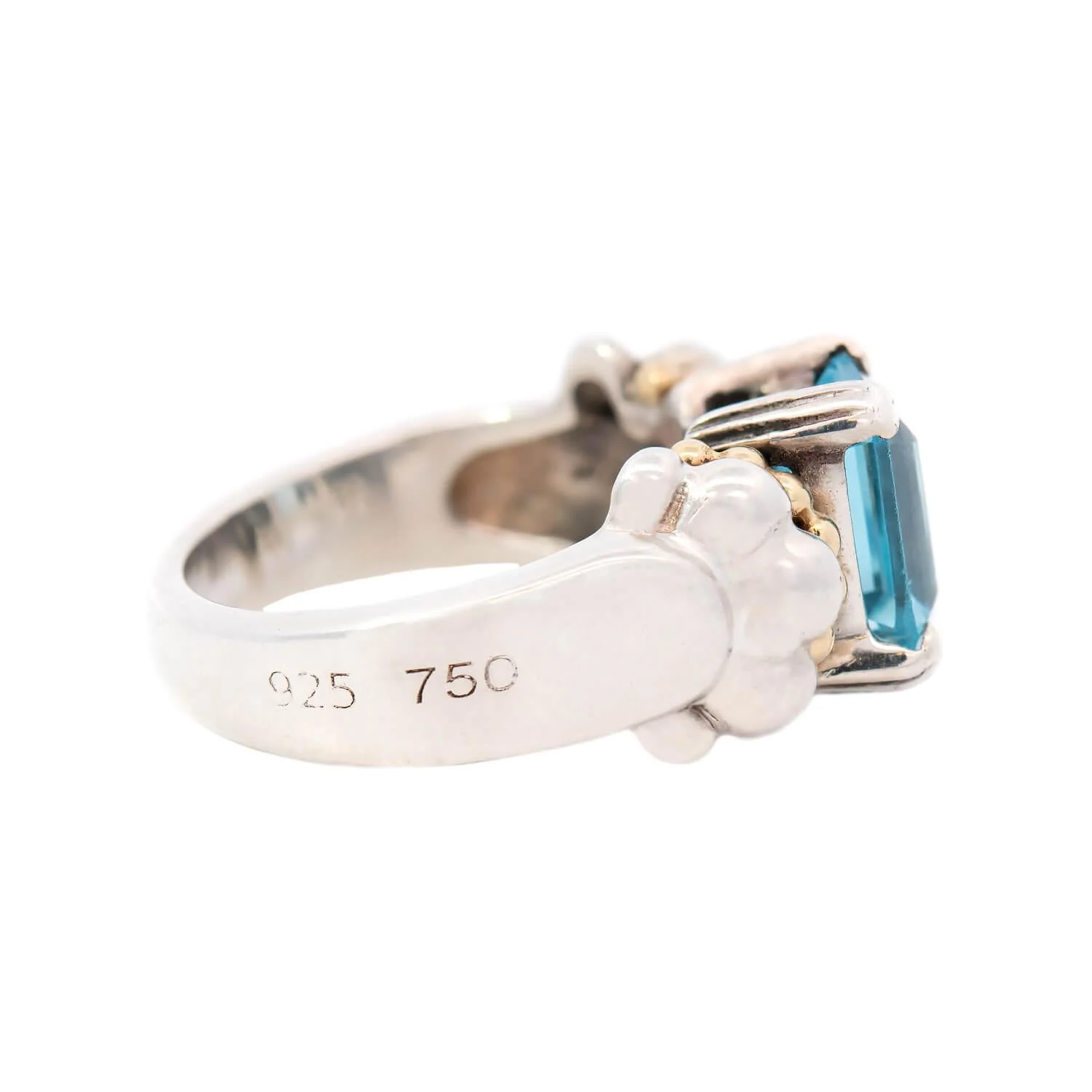 Lagos Estate 18k Sterling Silver Blue Topaz Ring - Image 3