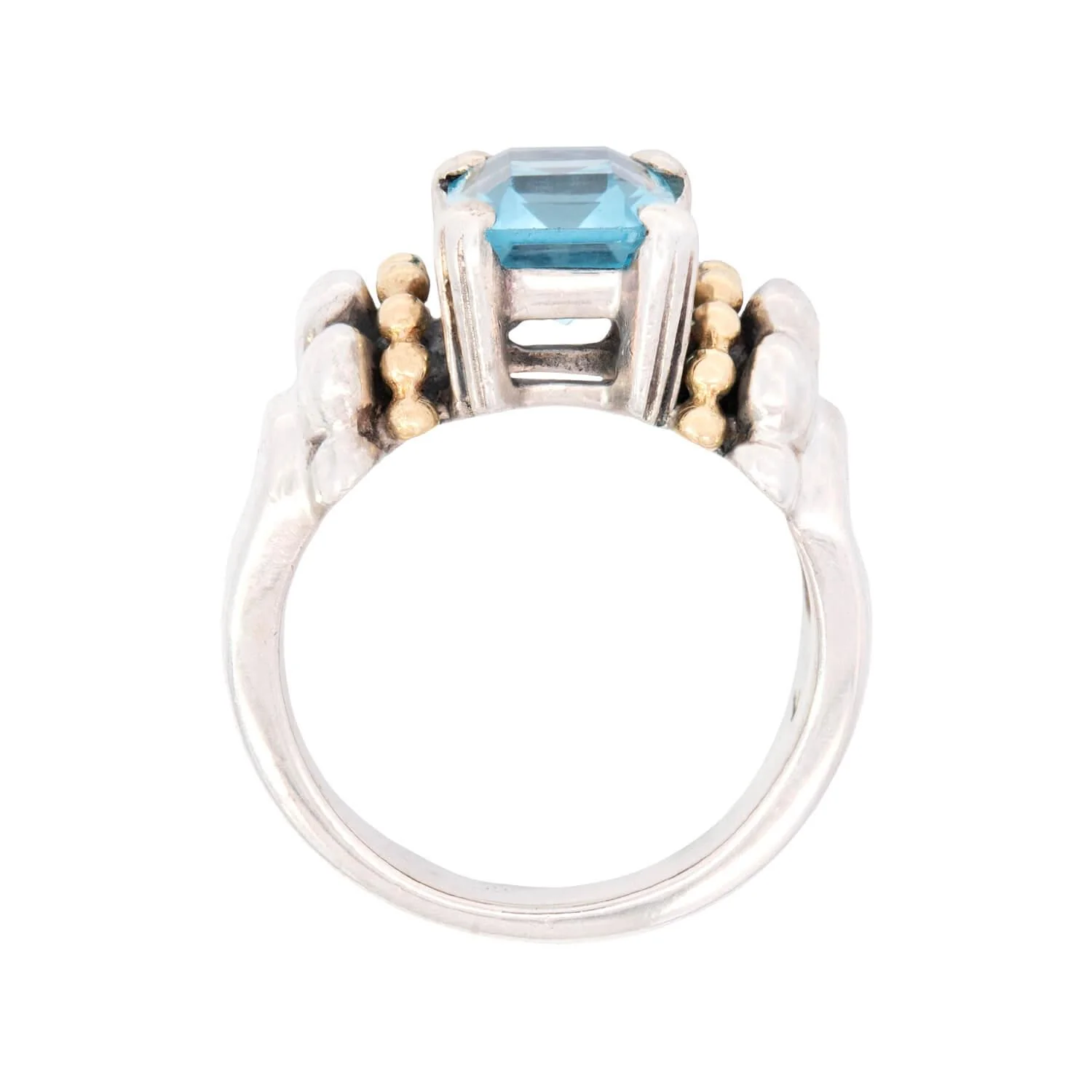 Lagos Estate 18k Sterling Silver Blue Topaz Ring - Image 4