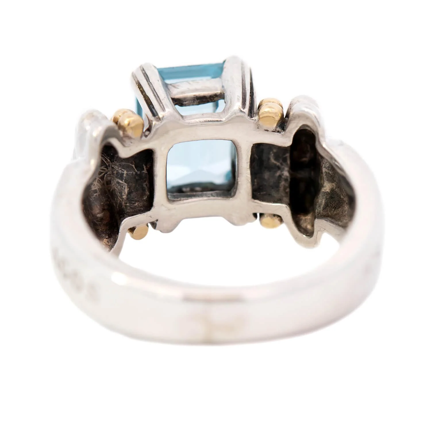 Lagos Estate 18k Sterling Silver Blue Topaz Ring - Image 5