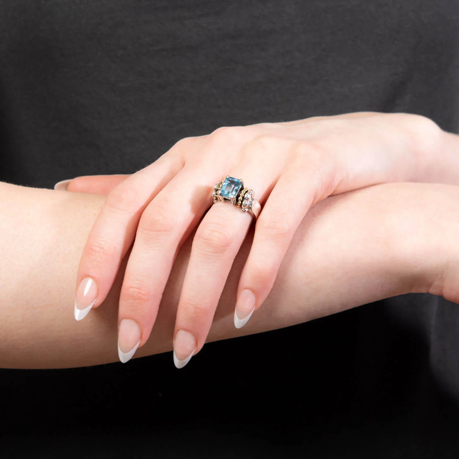 Lagos Estate 18k Sterling Silver Blue Topaz Ring - Image 8