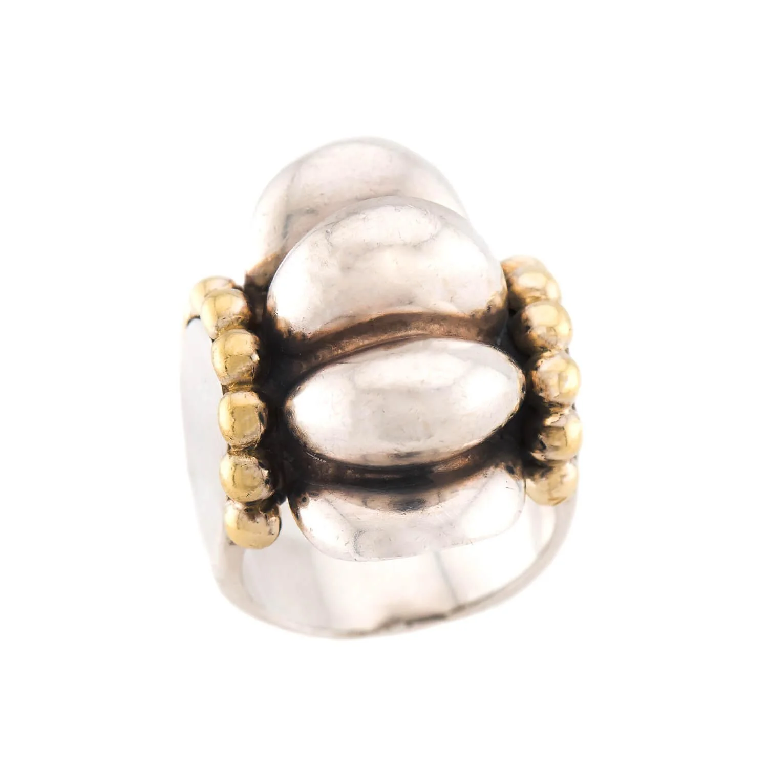 LAGOS Estate 18k/Sterling Silver Bubble Ring & Earring Set - Image 10