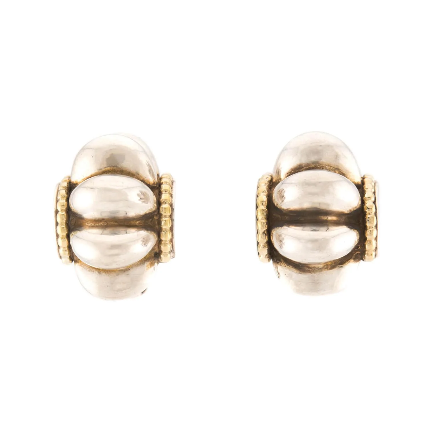 LAGOS Estate 18k/Sterling Silver Bubble Ring & Earring Set - Image 2