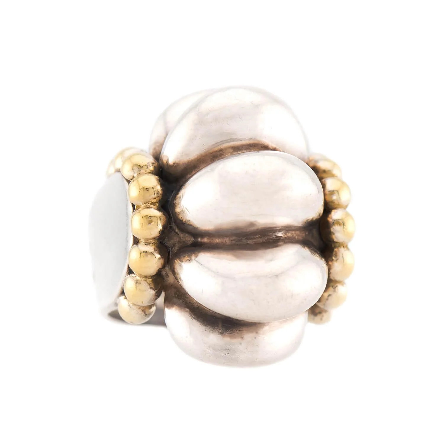 LAGOS Estate 18k/Sterling Silver Bubble Ring & Earring Set - Image 7