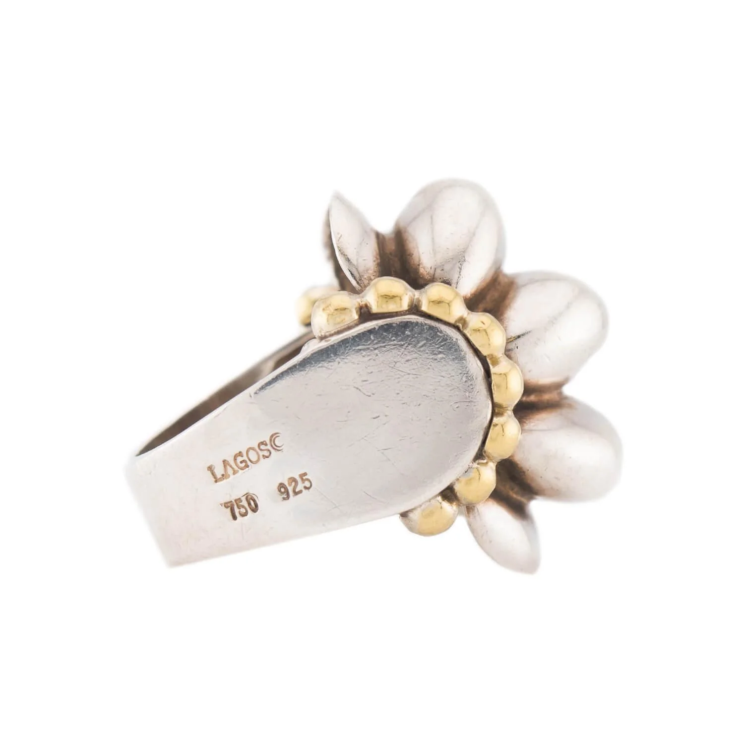 LAGOS Estate 18k/Sterling Silver Bubble Ring & Earring Set - Image 8