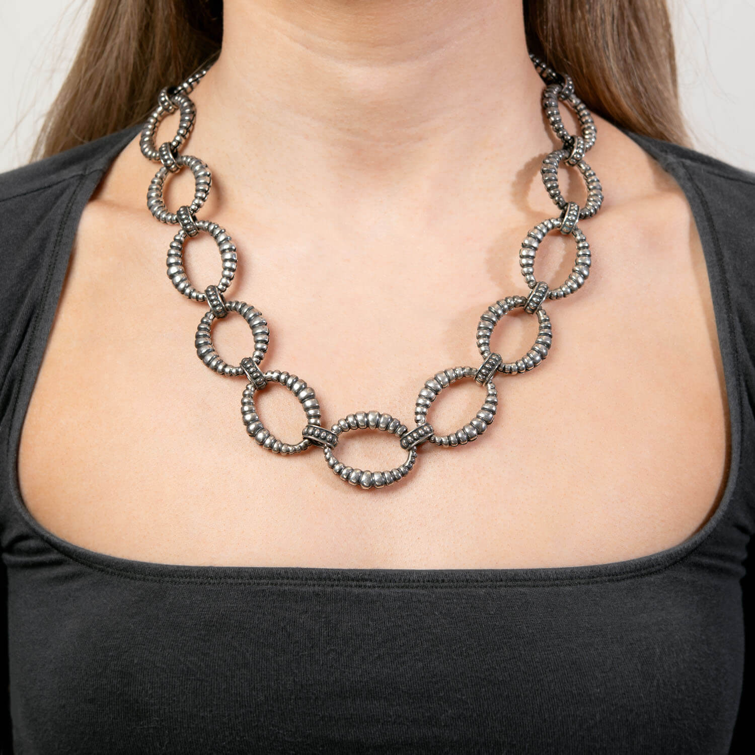 LAGOS Estate Sterling Silver Oval-Link Necklace - Image 6