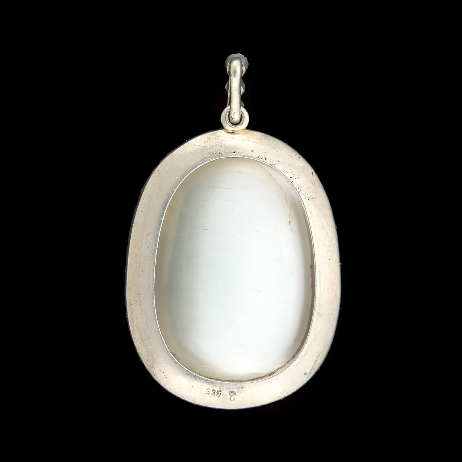 Large Edwardian Rose Cut Diamond & Sterling Moonstone Pendant - Image 3