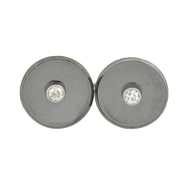 Late Art Deco 18kt Gold Diamond Hematite Double-Sided Cufflinks - Image 2