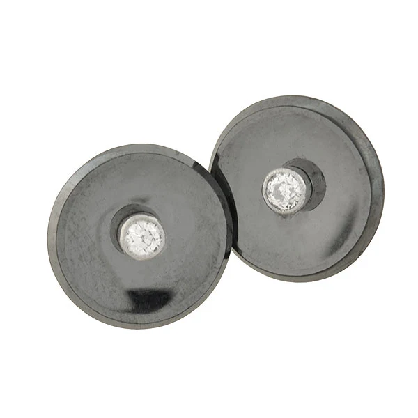 Late Art Deco 18kt Gold Diamond Hematite Double-Sided Cufflinks - Image 3