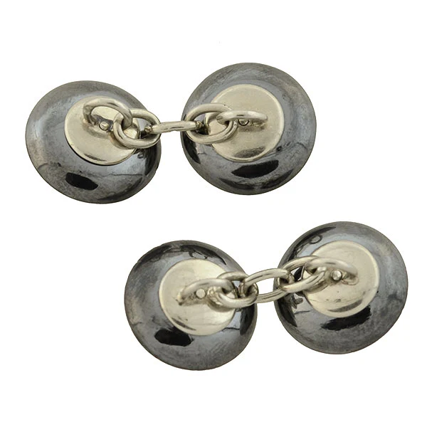 Late Art Deco 18kt Gold Diamond Hematite Double-Sided Cufflinks - Image 5