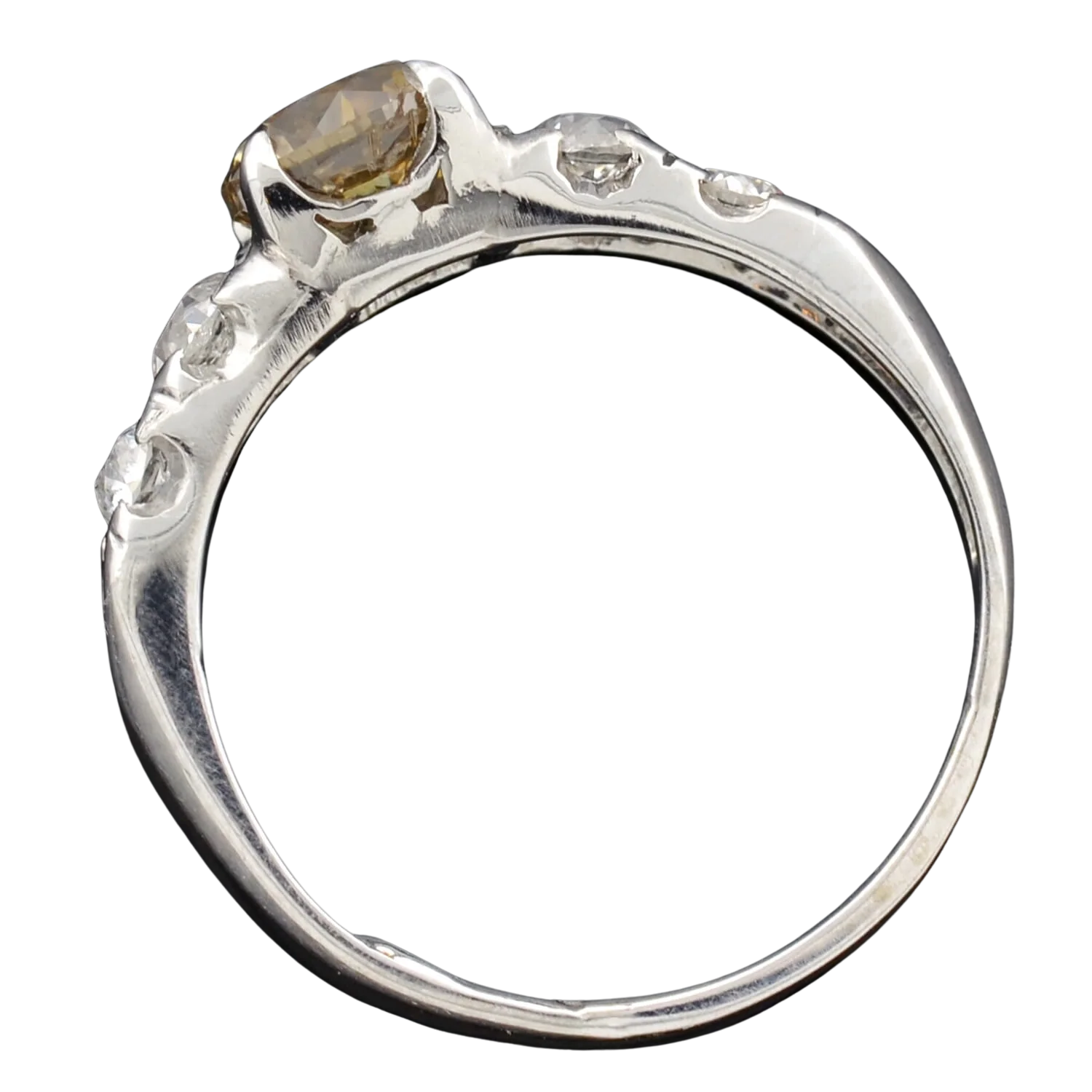 Late Art Deco Platinum Champagne Diamond Engagement Ring 1.09ct center - Image 4