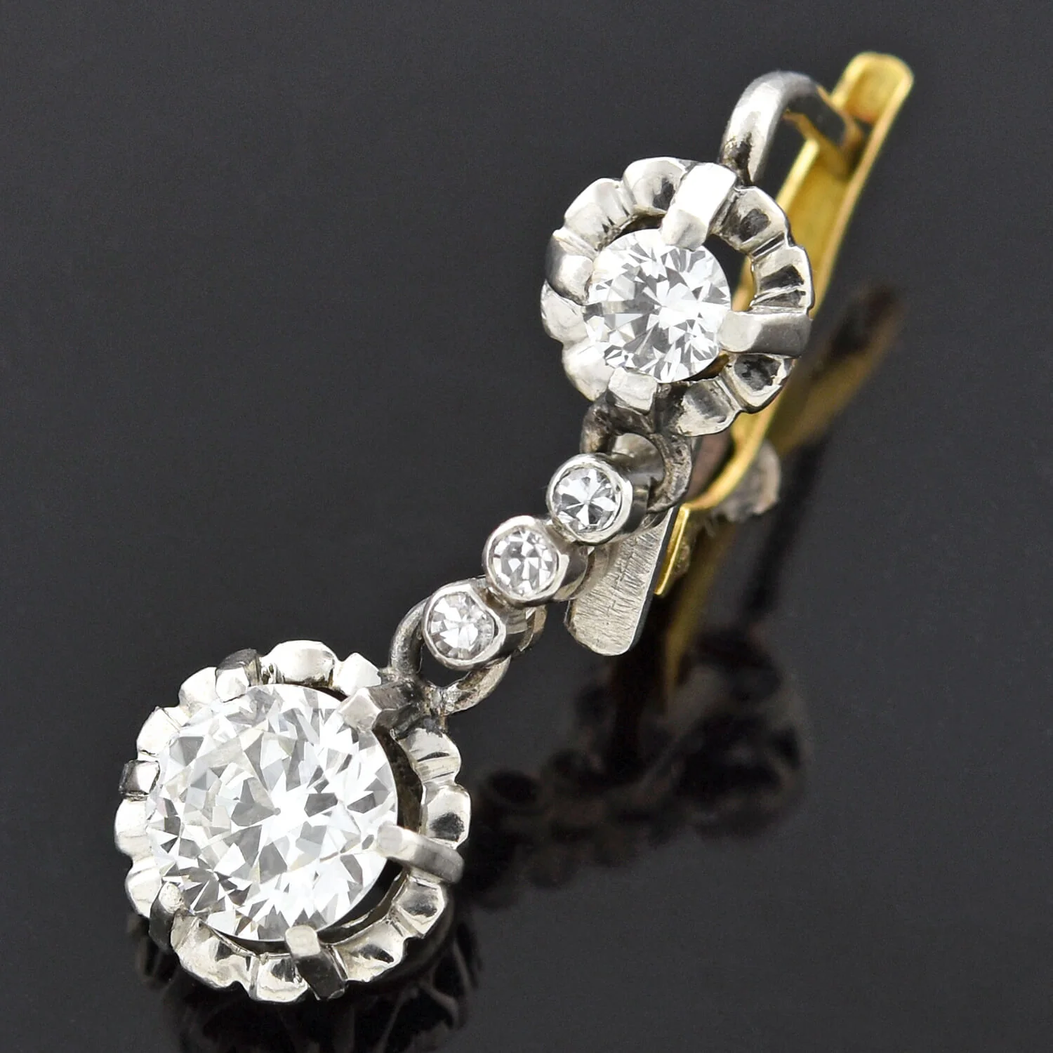 Late Art Deco Platinum Diamond Dangle Earrings 1.75ctw - Image 4