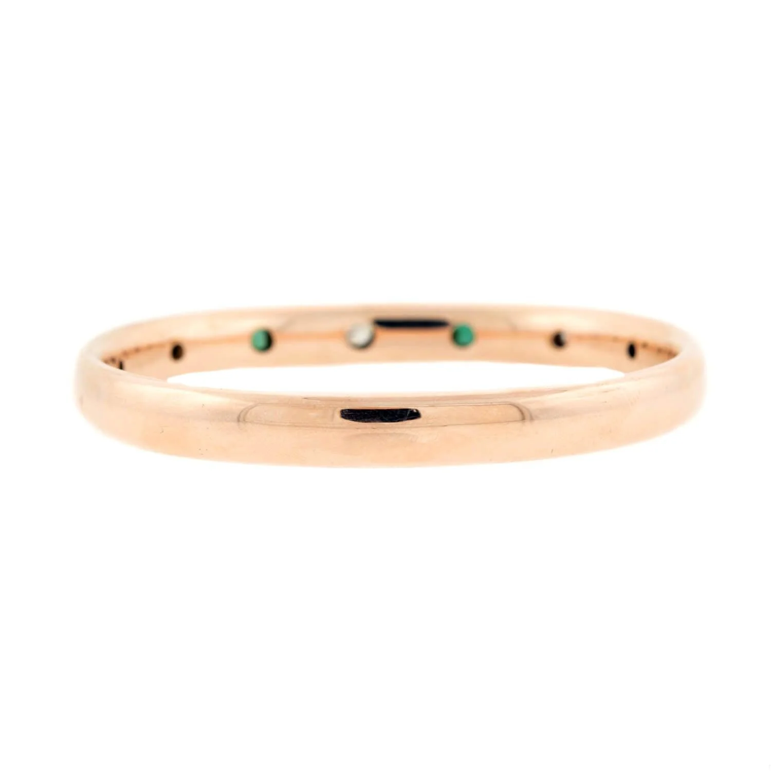 Late Victorian 14k Diamond and Emerald Etched Bangle - Image 4