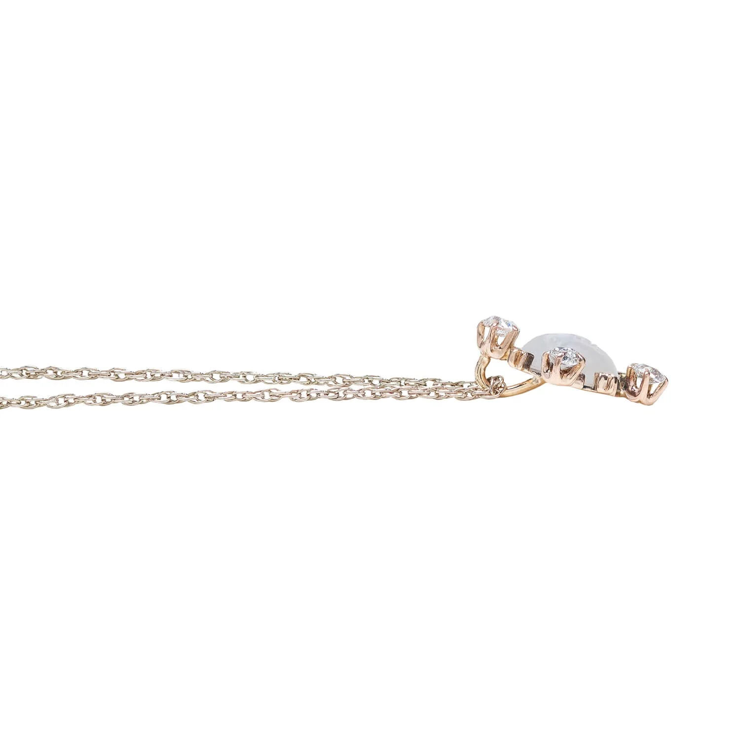 Late Victorian 14k Diamond + Moonstone Pendant - Image 3