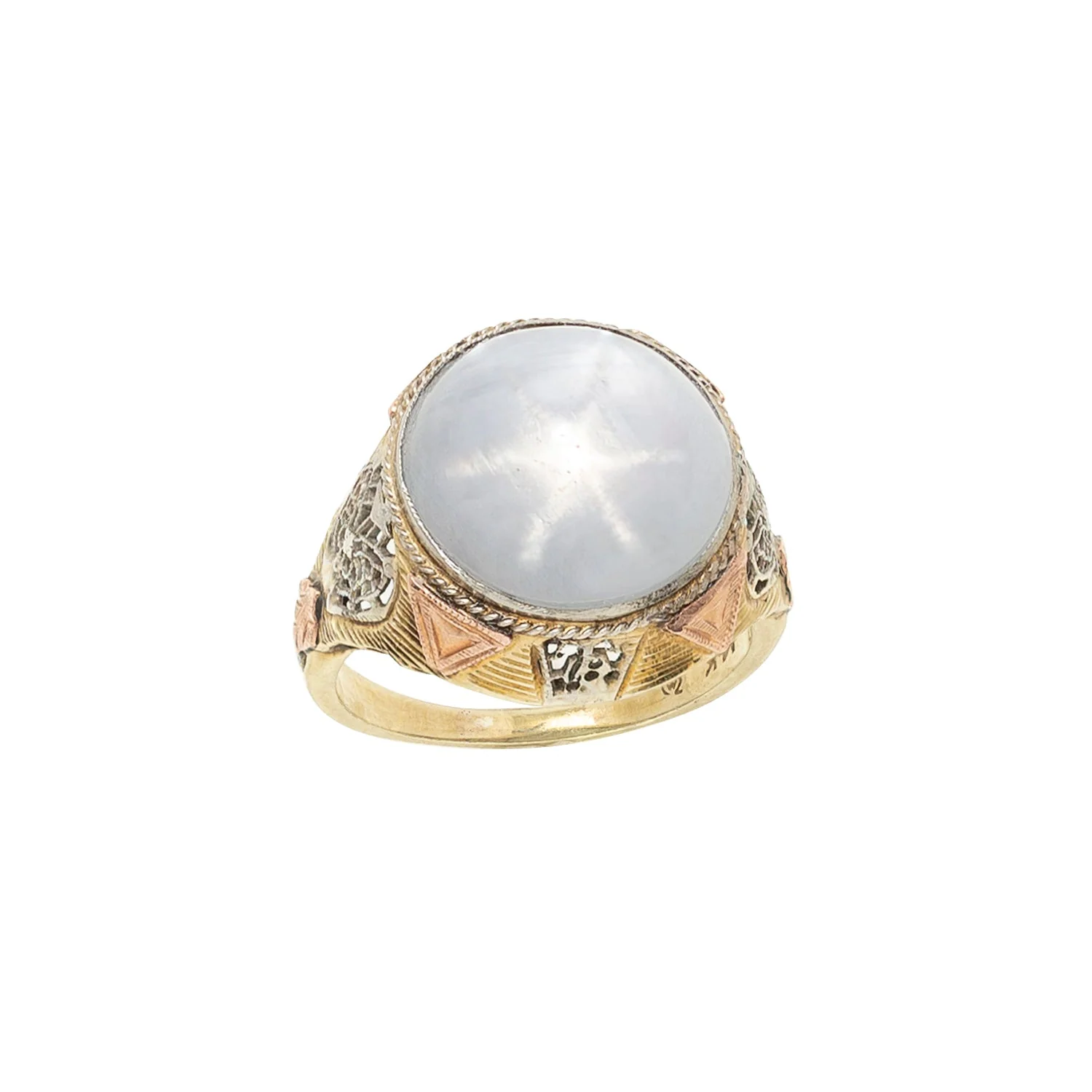Late Victorian 14k/Platinum Star Sapphire Ring 15ctw+ - Image 4