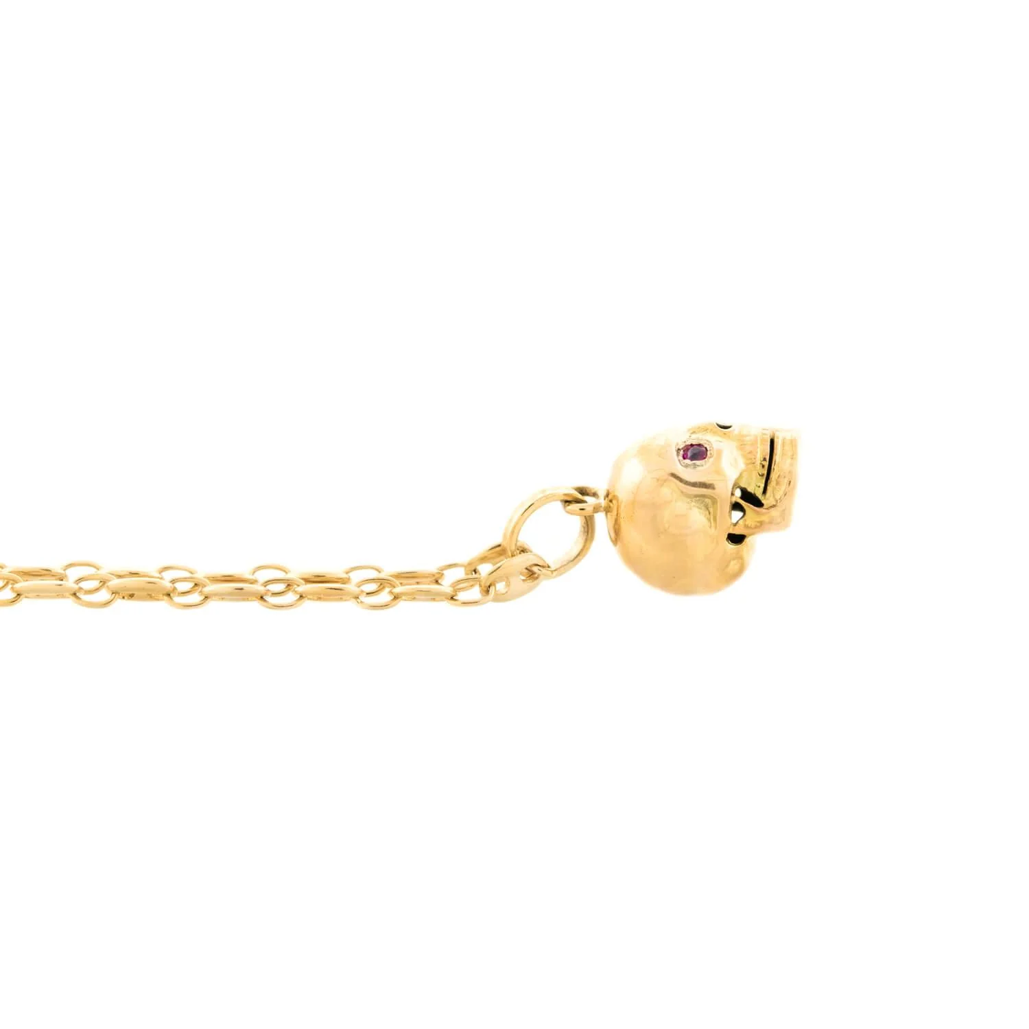 Late Victorian 14k Ruby Skull Charm with Mariner Link Chain - Image 3