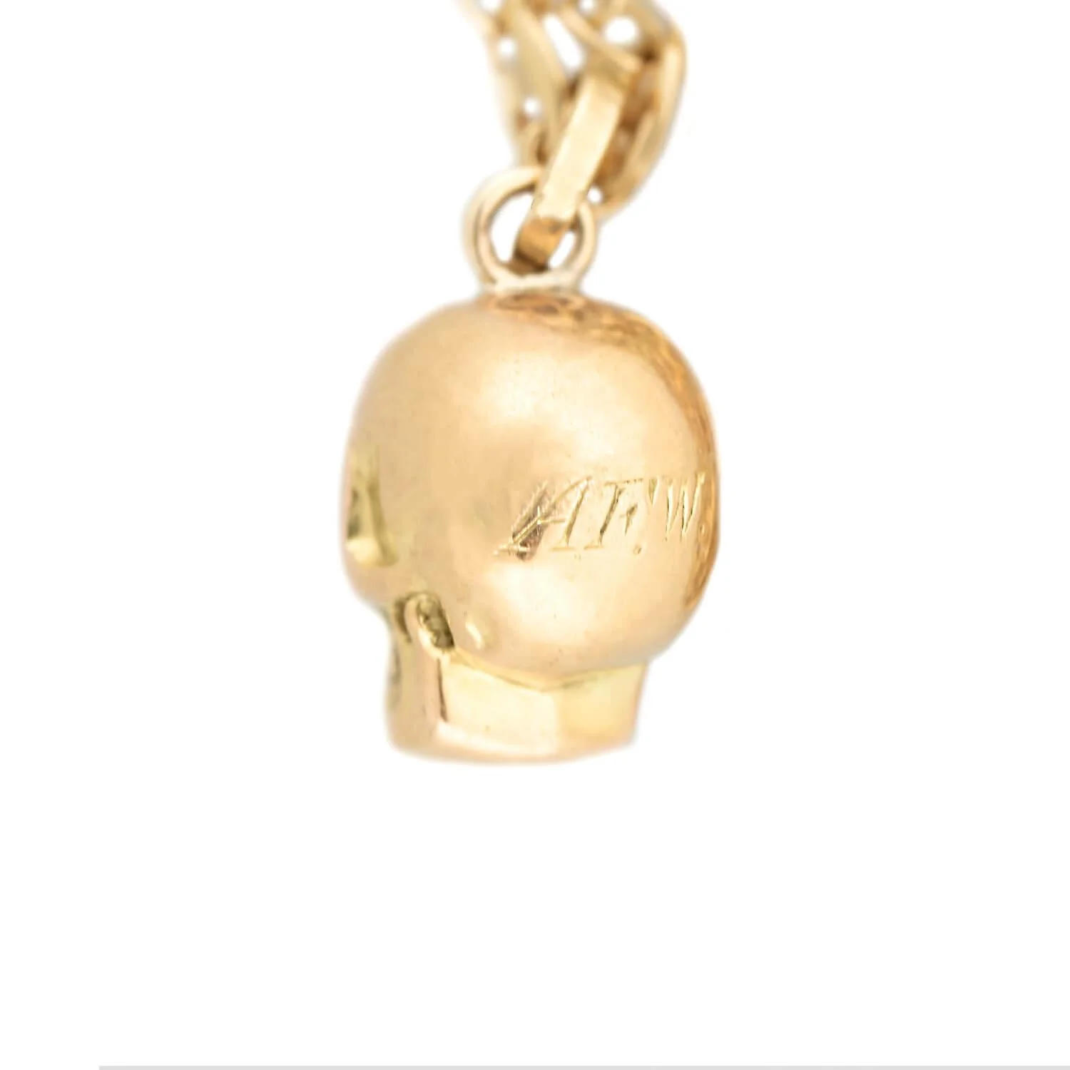 Late Victorian 14k Ruby Skull Charm with Mariner Link Chain - Image 5