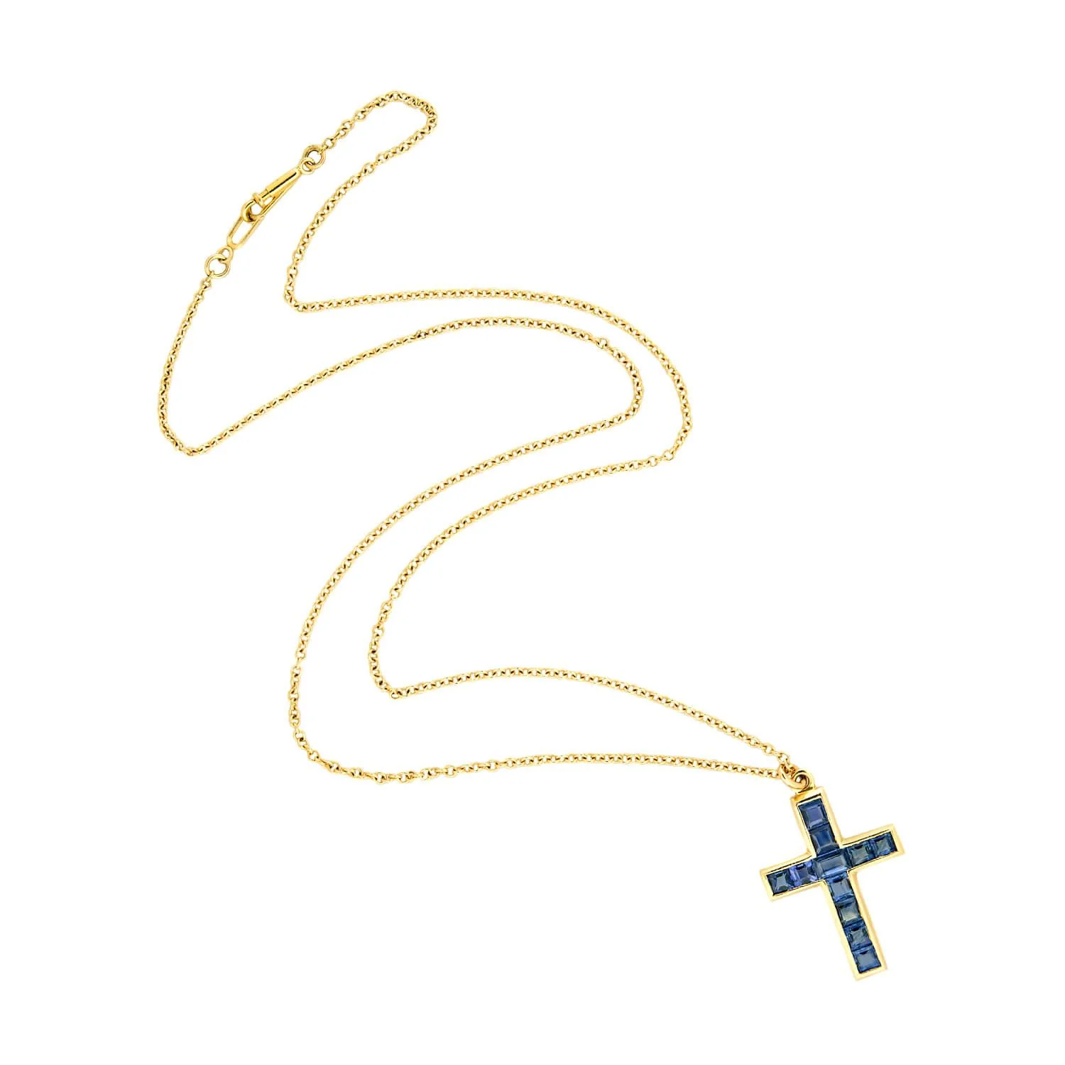 Late Victorian 18k Sapphire Cross Pendant Necklace - Image 2
