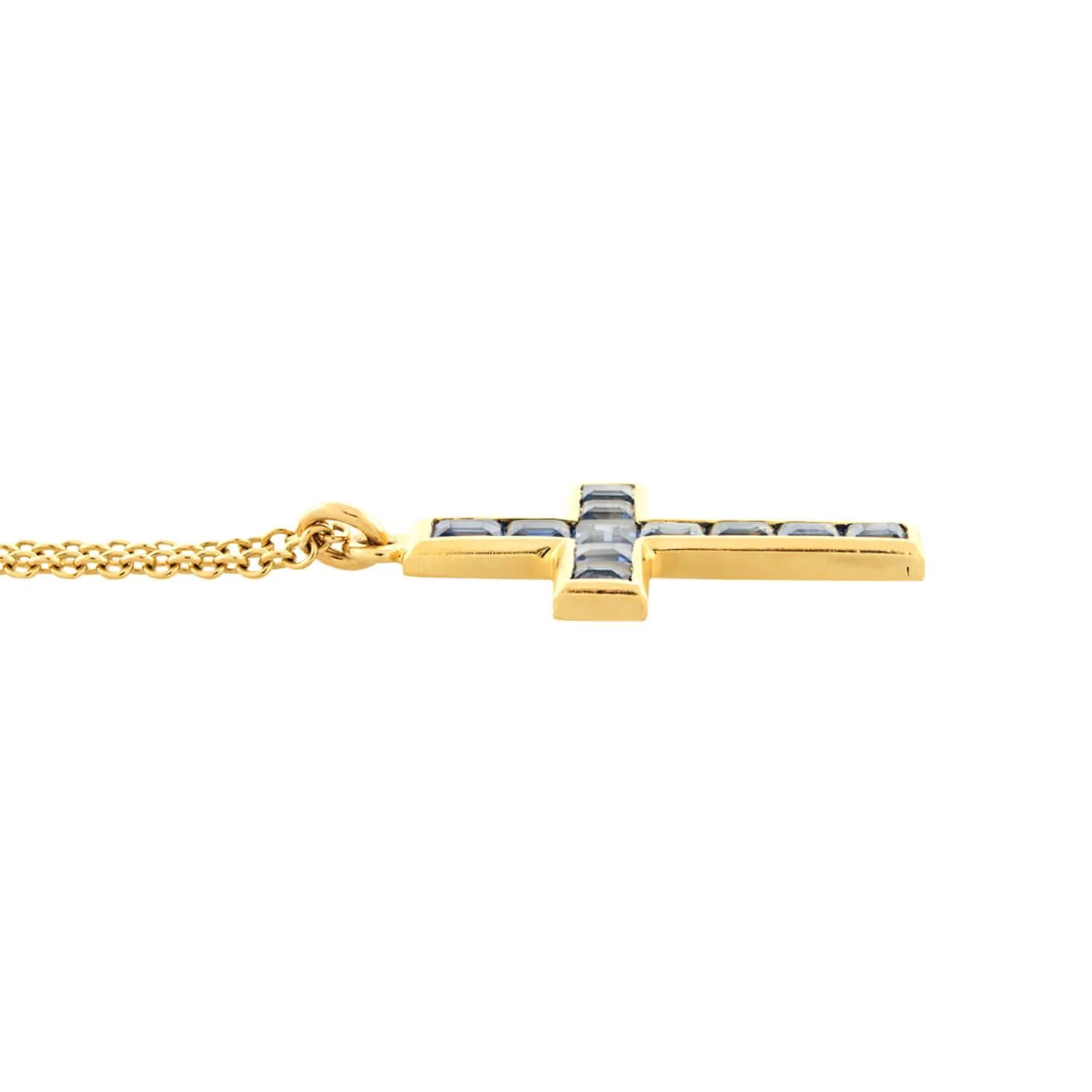 Late Victorian 18k Sapphire Cross Pendant Necklace - Image 3