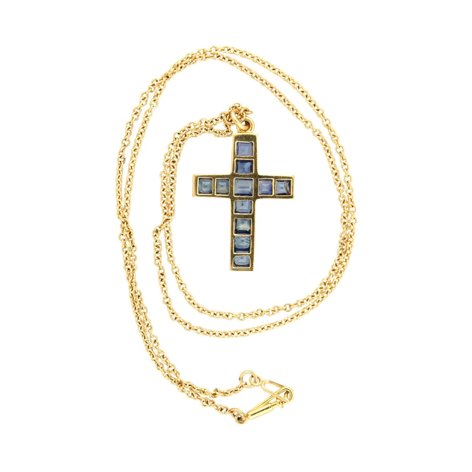Late Victorian 18k Sapphire Cross Pendant Necklace - Image 4