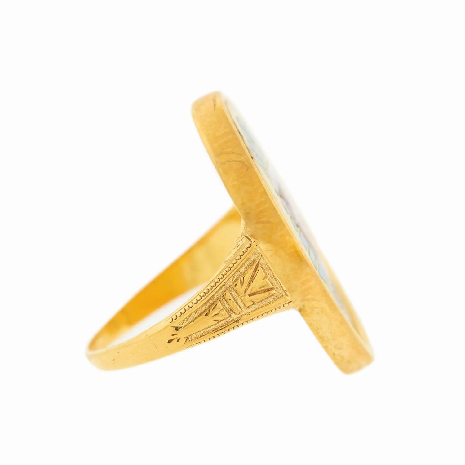 Late Victorian Egyptian Revival 18kt + Enamel Ring - Image 2