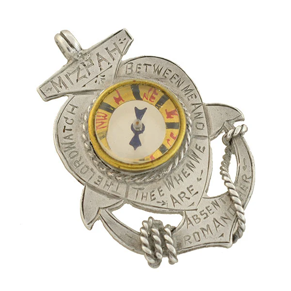 Late Victorian Sterling "Faith, Hope & Charity" Mizpah Compass Pendant - Image 2